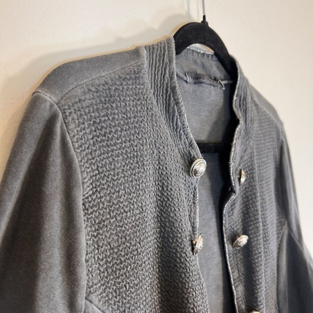 Tempo Paris Gray Cotton Open Front Jacket Silver Detail and Buttons S - Picture 6 of 13